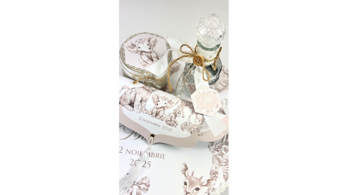 Trusou botez Dior Beige Nude Baby Safari tematică exotică și elegantă 12
